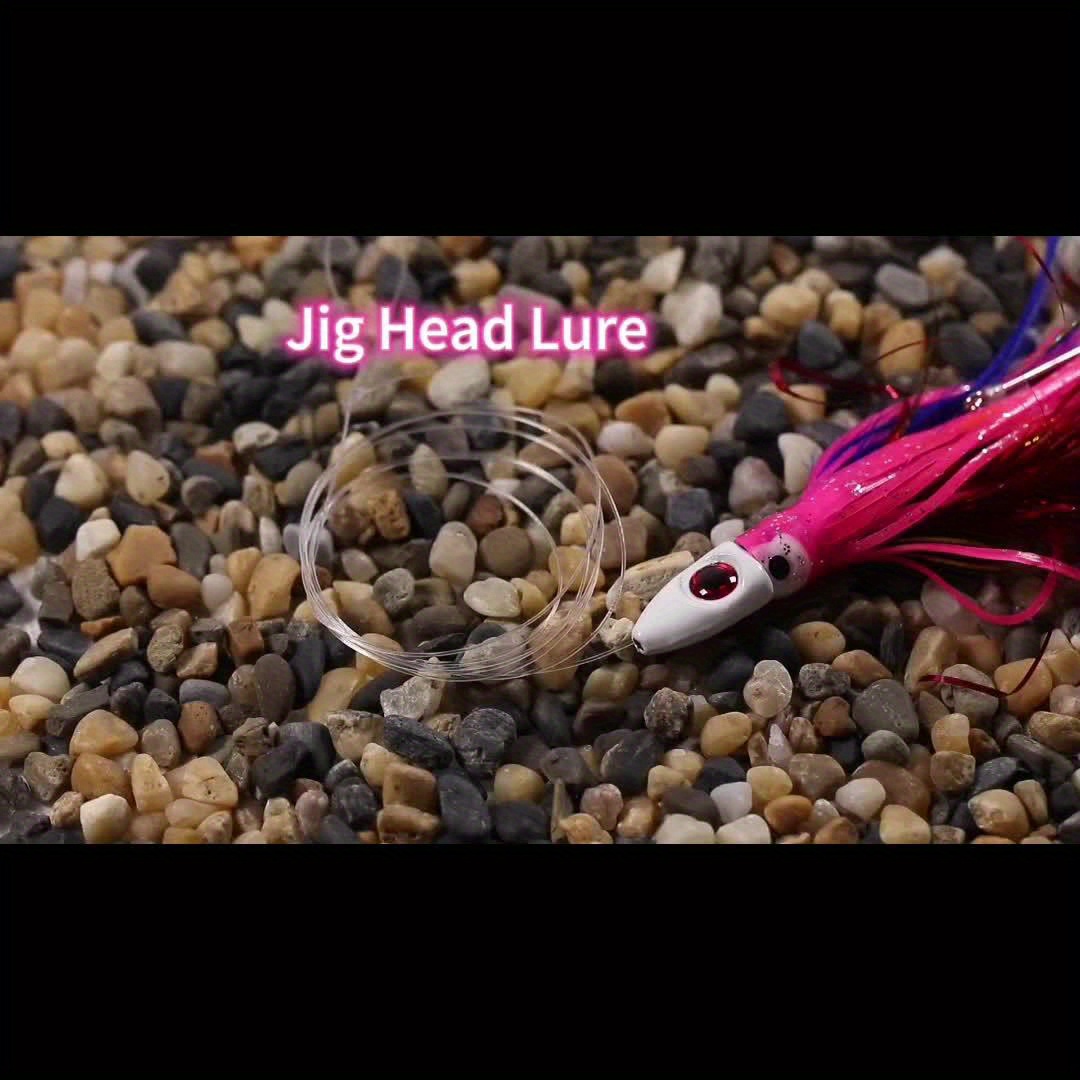 1/2pcs 3.9''/0.63oz Jig Head Squid Skirt Lure With Feather And Flash  Tinsel, Saltwater Fishing Trolling Octopus Lure