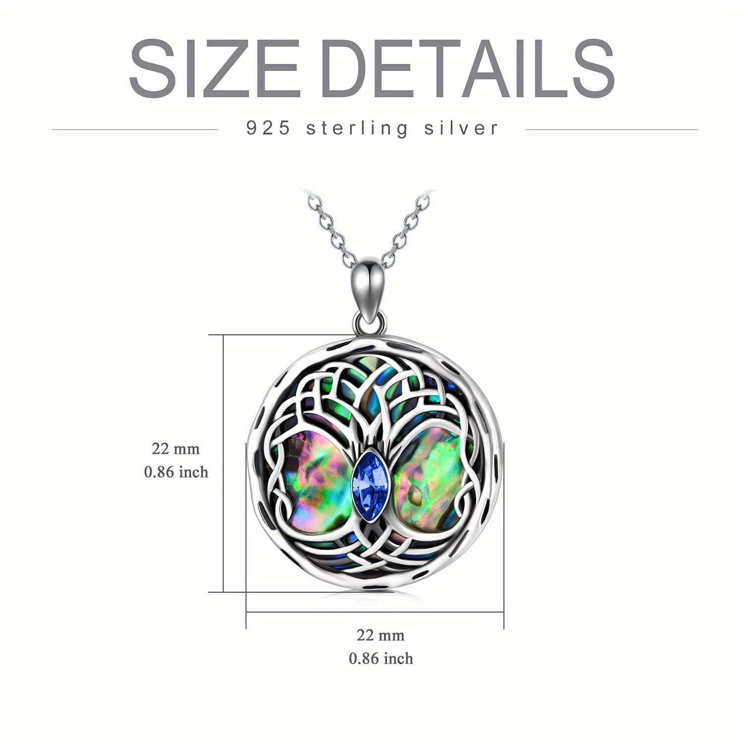 Women's Sterling Silver Celtic Tree of Life Necklace, Simulated Sapphire