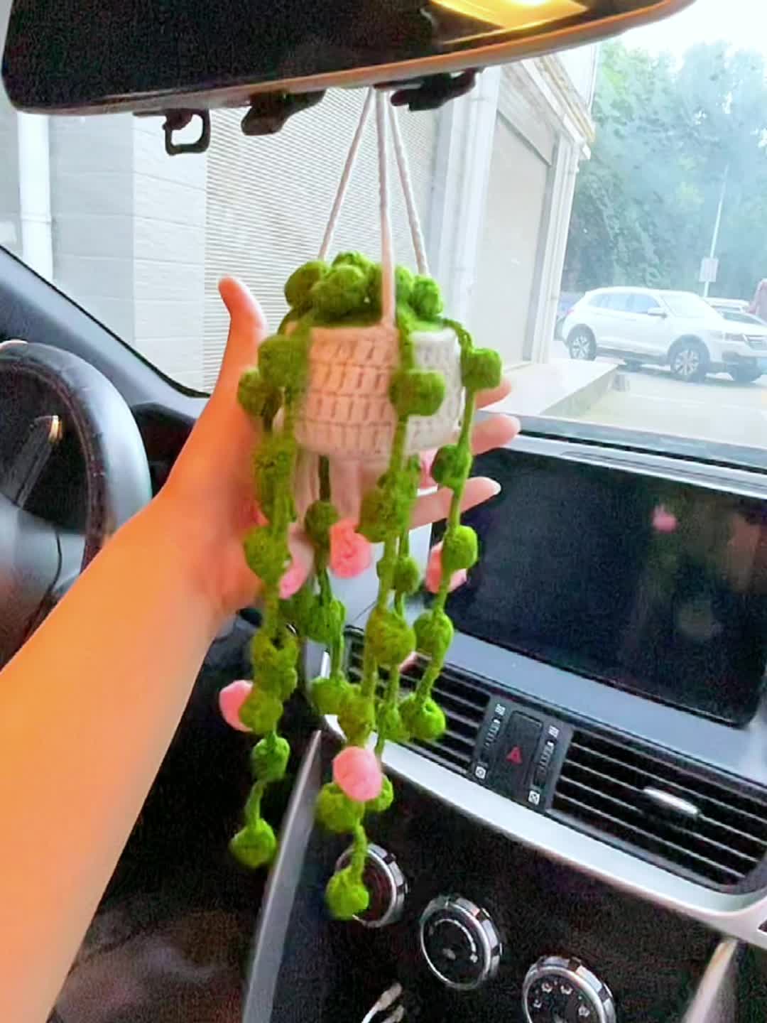 Cute Potted Plant Crochet Hanging Basket Boho Basket Knitted - Temu