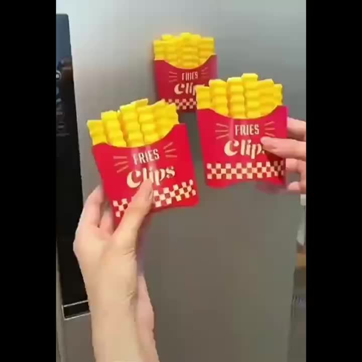 French Fries Shaped Clips In A Magnetic Box, Milk Powder And Snack