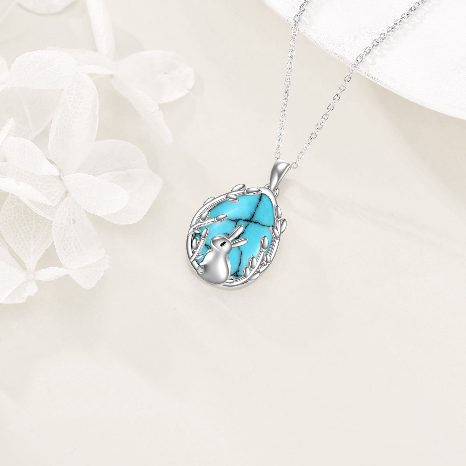 Women's 925 Sterling Silver Bunny Pendant Necklace, Easter Gift
