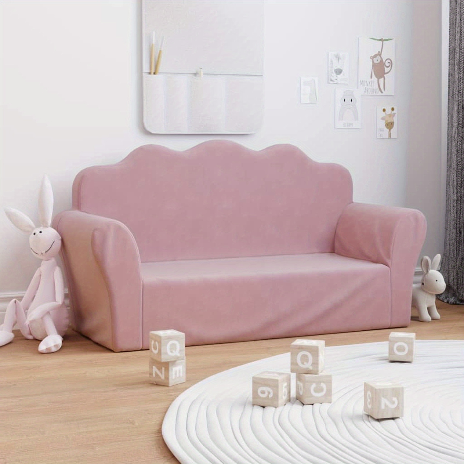 For A Pink, Soft Plush, Breathable 2-seater Sofa Ideal For Summer Apartment