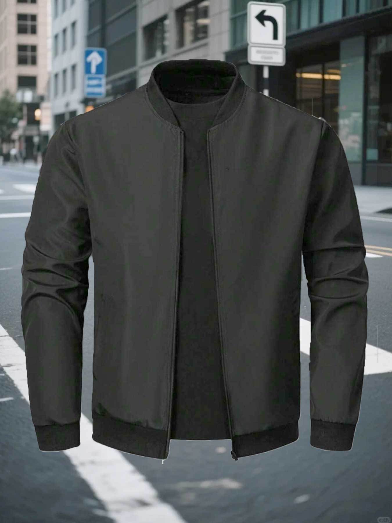 mens windbreaker jacket with spiritual fish and cross symbol lightweight high neck zipper closure non stretch fabric regular fit