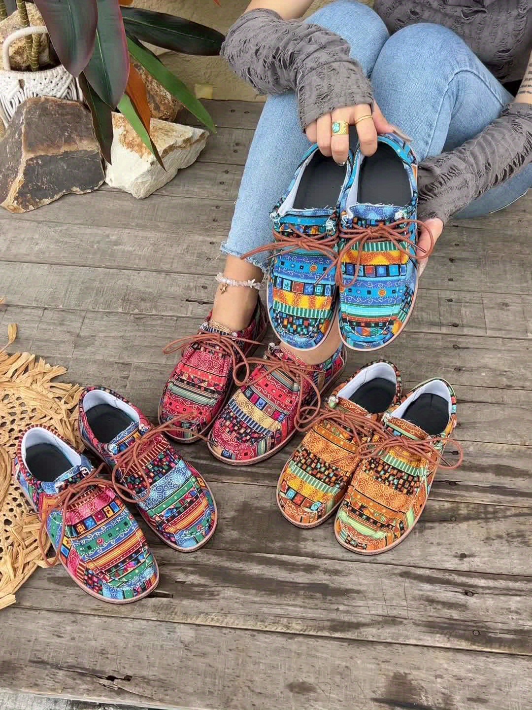 Ethnic Style Women's Breathable Flat Casual Sneakers