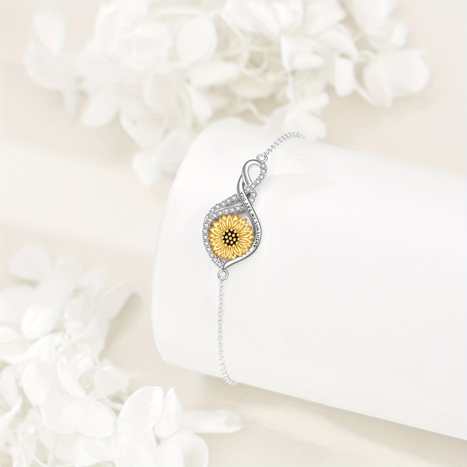 Sunflower Bracelet 925 Sterling Silver Infinity Sunflower Bracelet