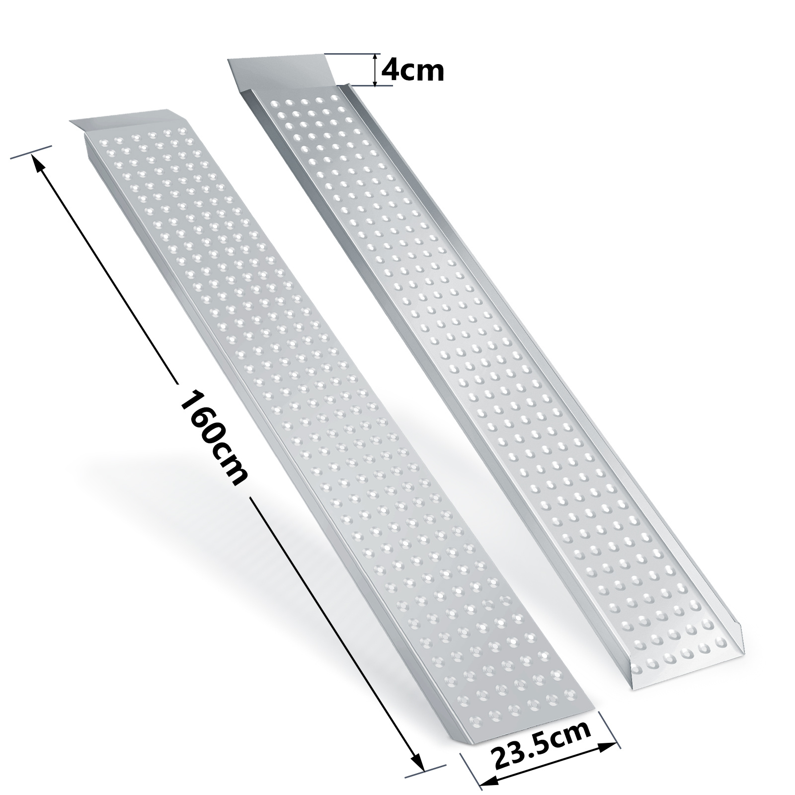 Image of Single Ramps 2x 160cm, Non-slip Loading Ramps, Heavy-duty Galvanized For Car Truck Motorcycle , Trailer Ramps