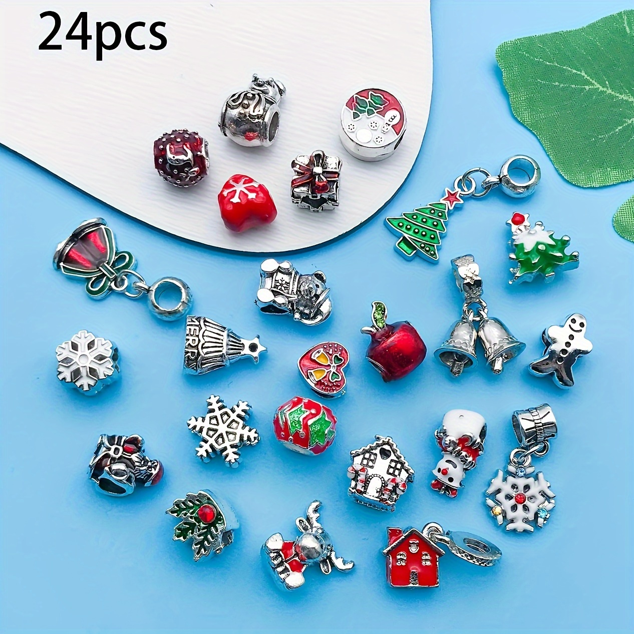 TEMU 24pcs Alloy Christmas Beaded Set, Necklace Bracelet Earrings, Handmade Jewelry Additions, Suitable For Halloween And Thanksgiving Fashion