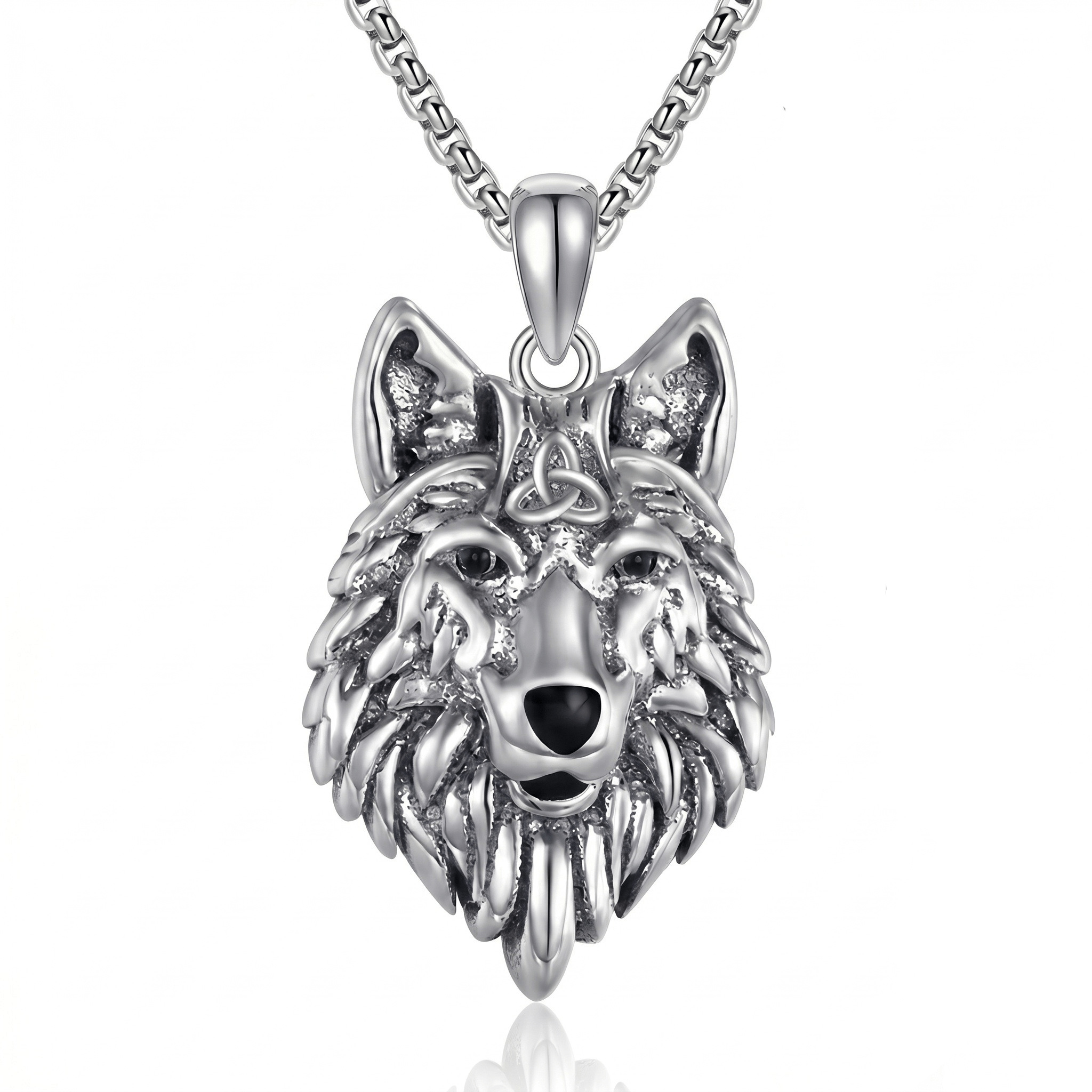925 Sterling Silverwolf Celtic Knot Necklacefor Casual Attire By Men And Women; Birthday Gifts; Christmas Gifts; Meaningful Gifts; Gifts For