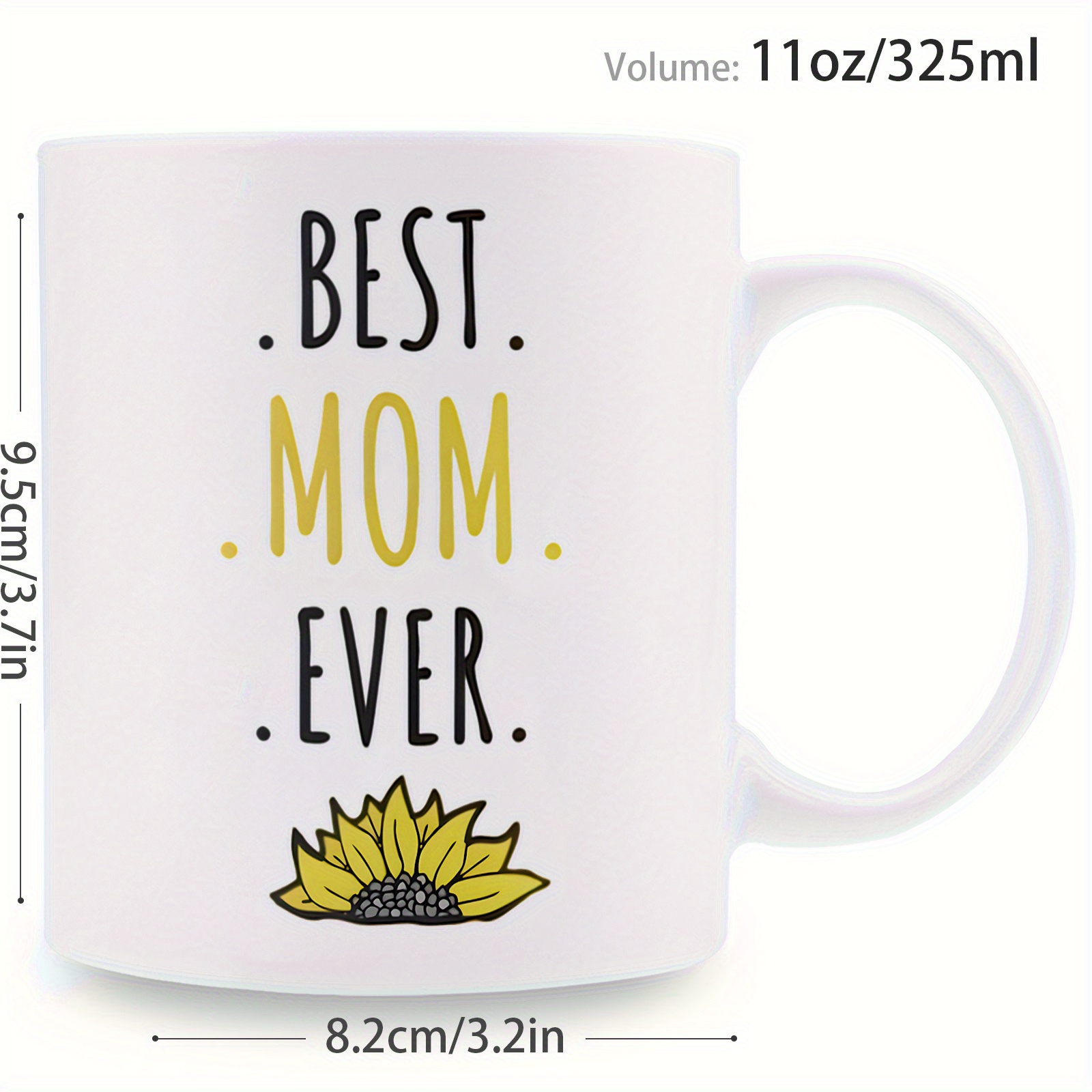 1pc 11oz inspirational sunflower coffee mug     cup yellow sunflower pattern mom gift for mothers day birthday daily use   for christmas daily drinkware birthday present   cup white 11