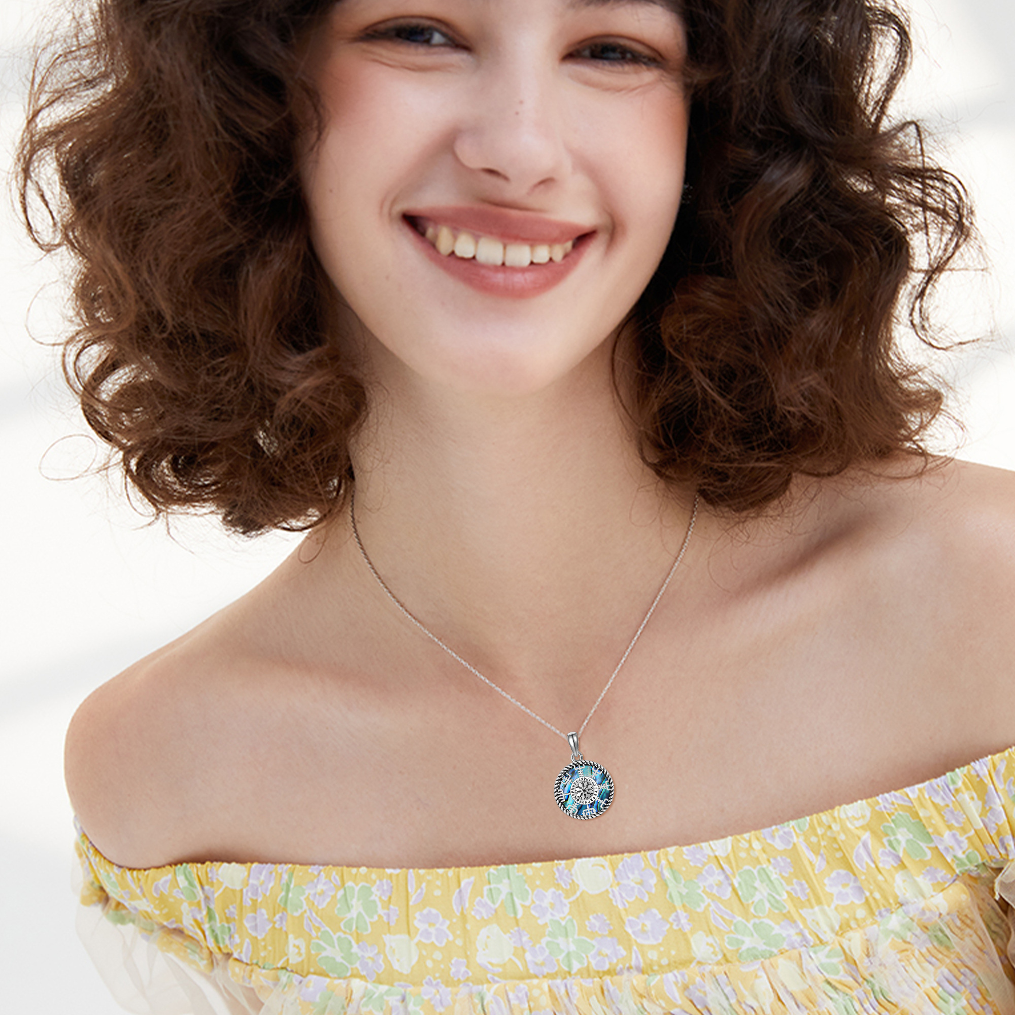Women's 925 Sterling Silver Viking Compass Necklace