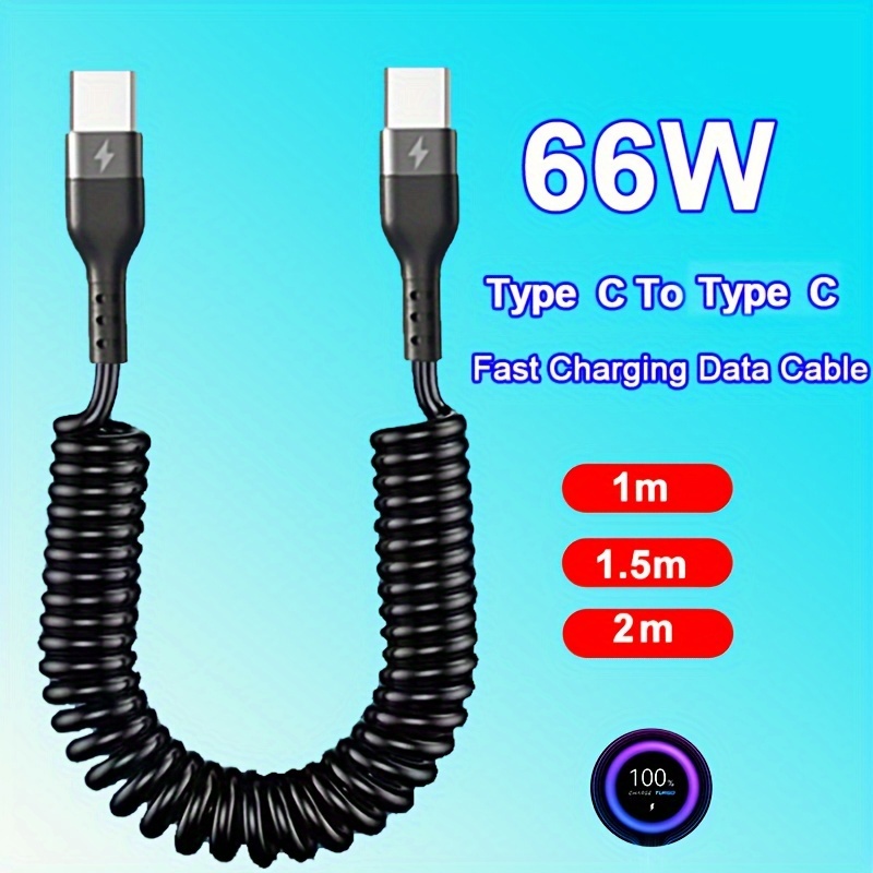 USB C Cable Fast Charging, 2Pack 3ft Coiled USB A to Type C Charge Cord for  Car, Retractable USB-C Charging Cable Compatible with Samsung Galaxy S20  S10 S9 S8 Plus Note 10