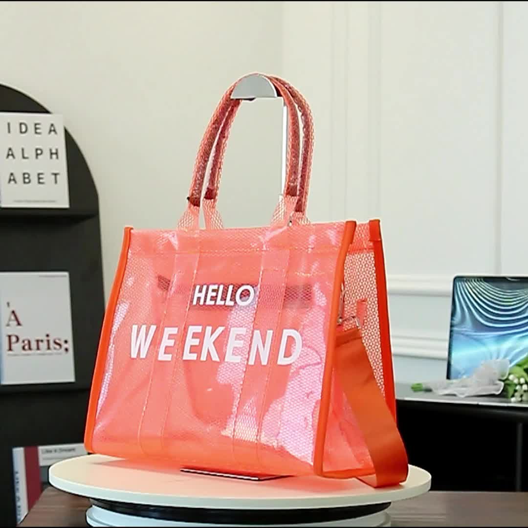 Pink transparent tote clearance bag