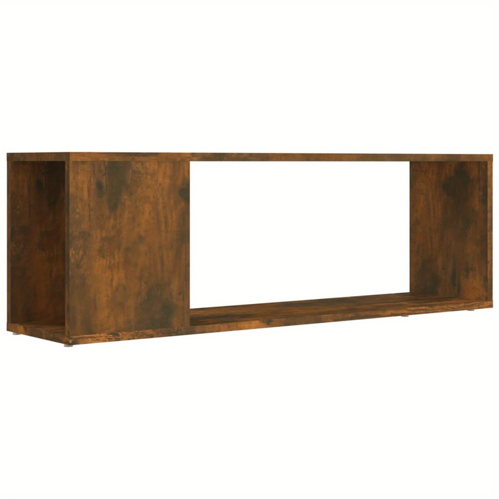 Smoked Oak Wood Tv Stand With Storage - 100x24x32cm Rustic Entertainment Center For Living Room Or Bedroom, Media Table With Shelves And Cabinets, Tv Stands For Living Room