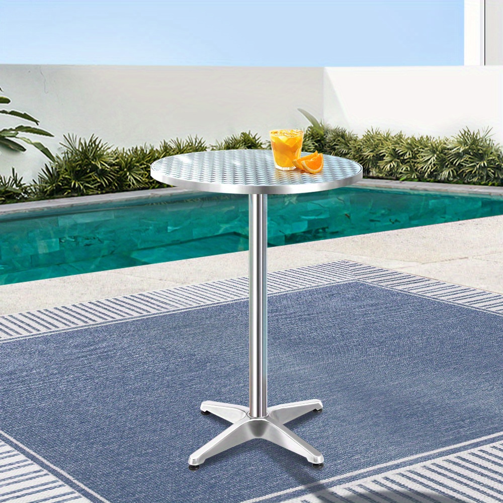 TEMU Gardeon Outdoor Bar Table Furniture Adjustable Aluminium Pub Cafe Table Round