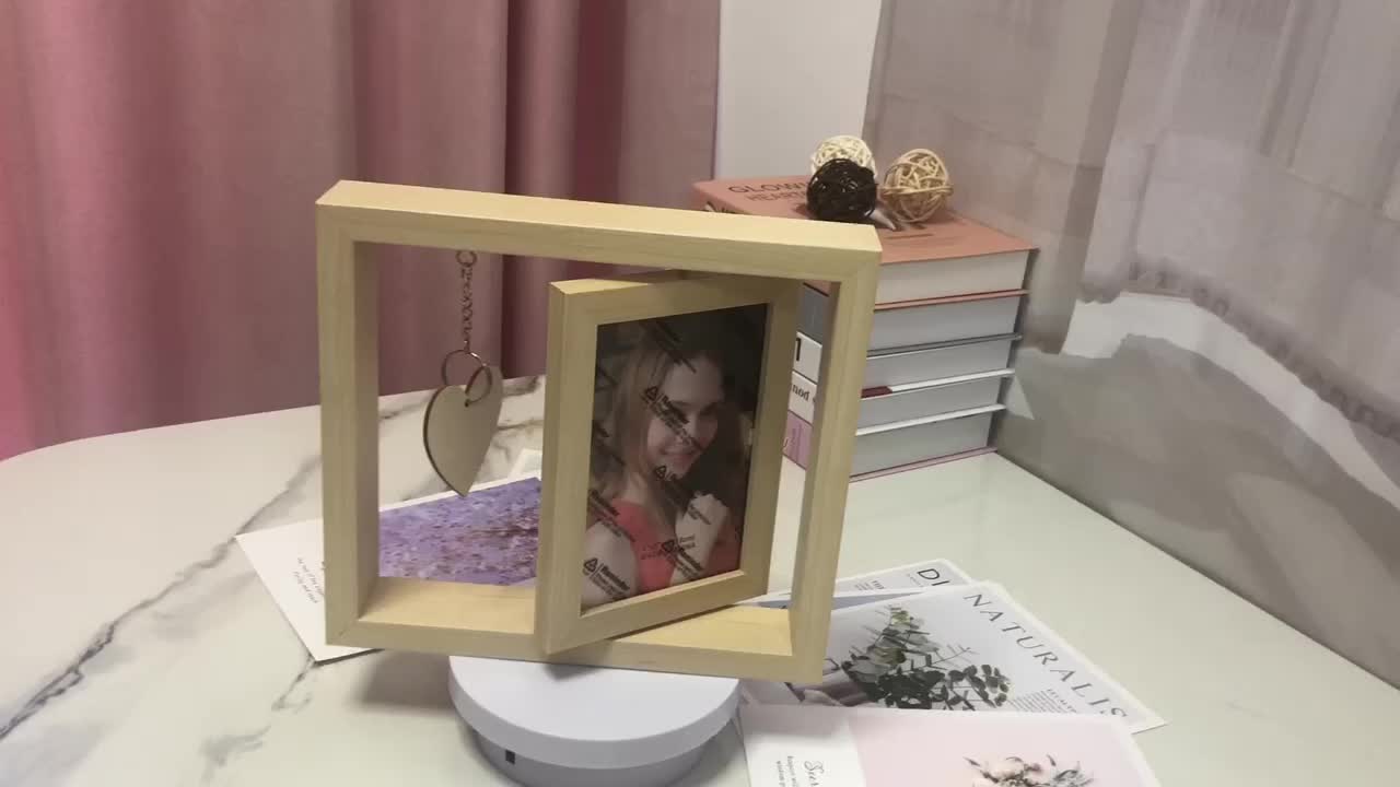 Creative Wooden Photo Frame, Double-sided Rotating Photo Frame,  Heart-shaped Pendant Gift, Gift For Relatives And Friends, Holiday  Christmas Gift, For Home Room Desk Office Wedding Decor - Temu