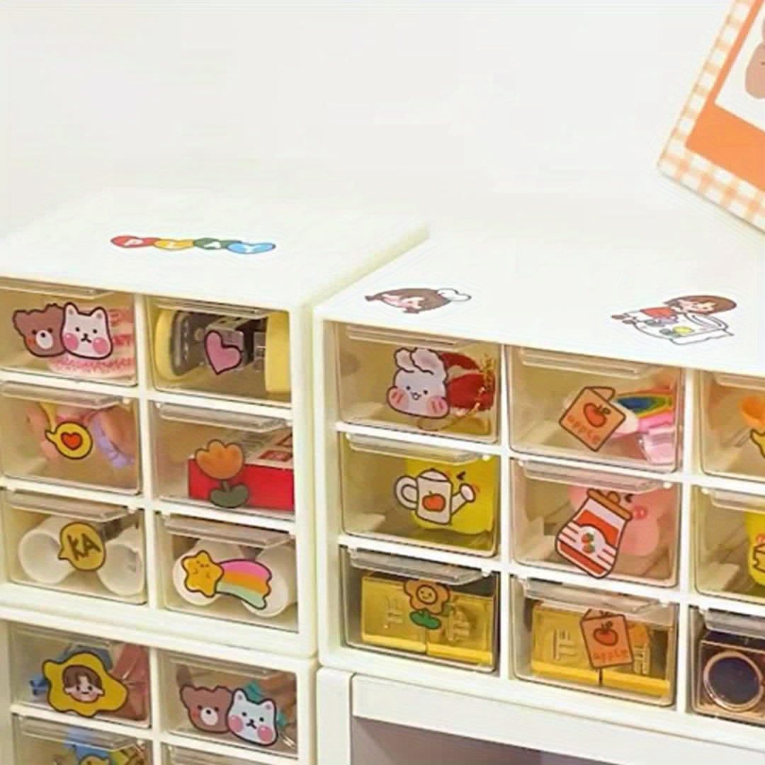 Plastic Storage Box Sticker Storage Box Desktop Drawer Tyle - Temu