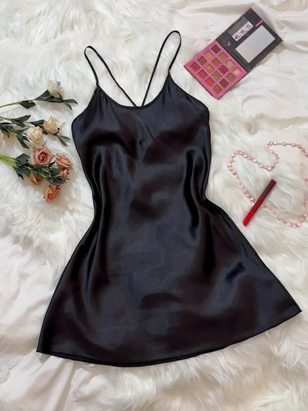 Silk slip dress with spaghetti straps