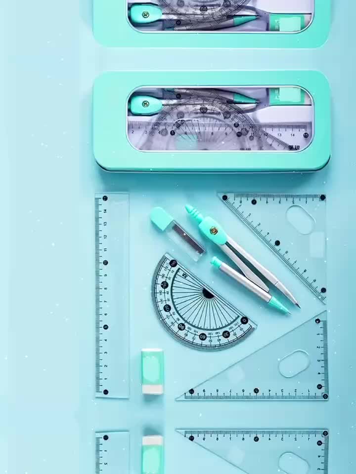 7pc/Set Rulers Geometry Maths Drawing Tool Stationery Rulers Drafting  Supplies Kids Ruler Compass with Metal Box School Supplies - AliExpress