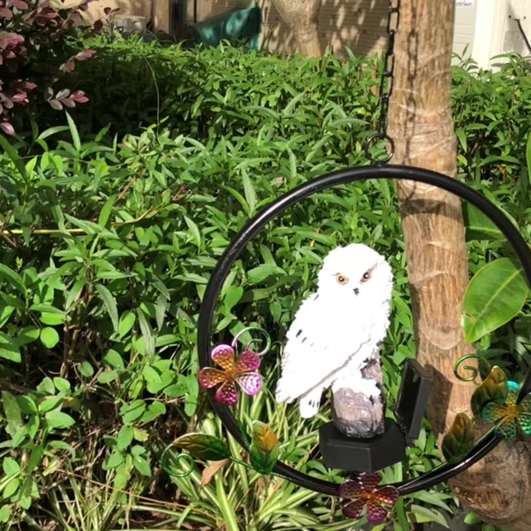 Statue de jardin en forme de chouette - Décoration de jardin à suspendre  sur un arbre, une cour, une décoration extérieure en résine durable et  étanche - Figurine à suspendre sur un