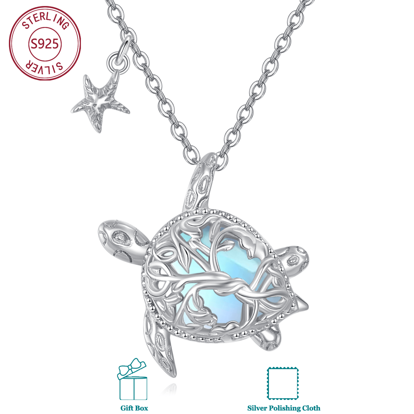 Image of 925 Sterling Silver Turtle Necklace For Everyday Men And Women; Birthday Presents; Christmas Gifts; Meaningful Gifts; For