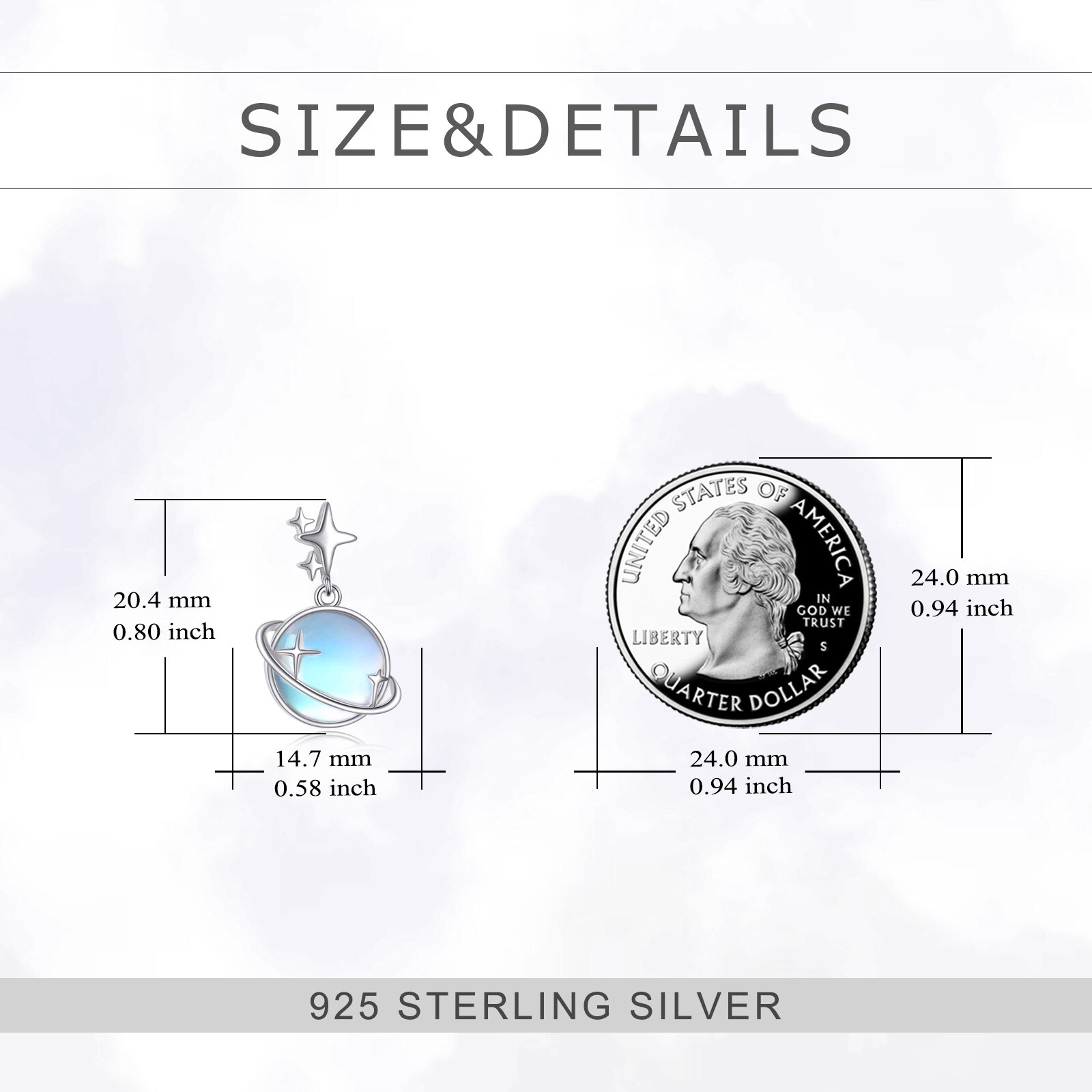 Women's Saturn Planet Moonstone Dangle Drop Earrings
