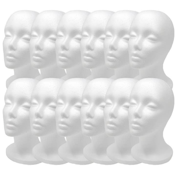 White Female Head Model Mannequin Foam Styrofoam Wig Hair Hat
