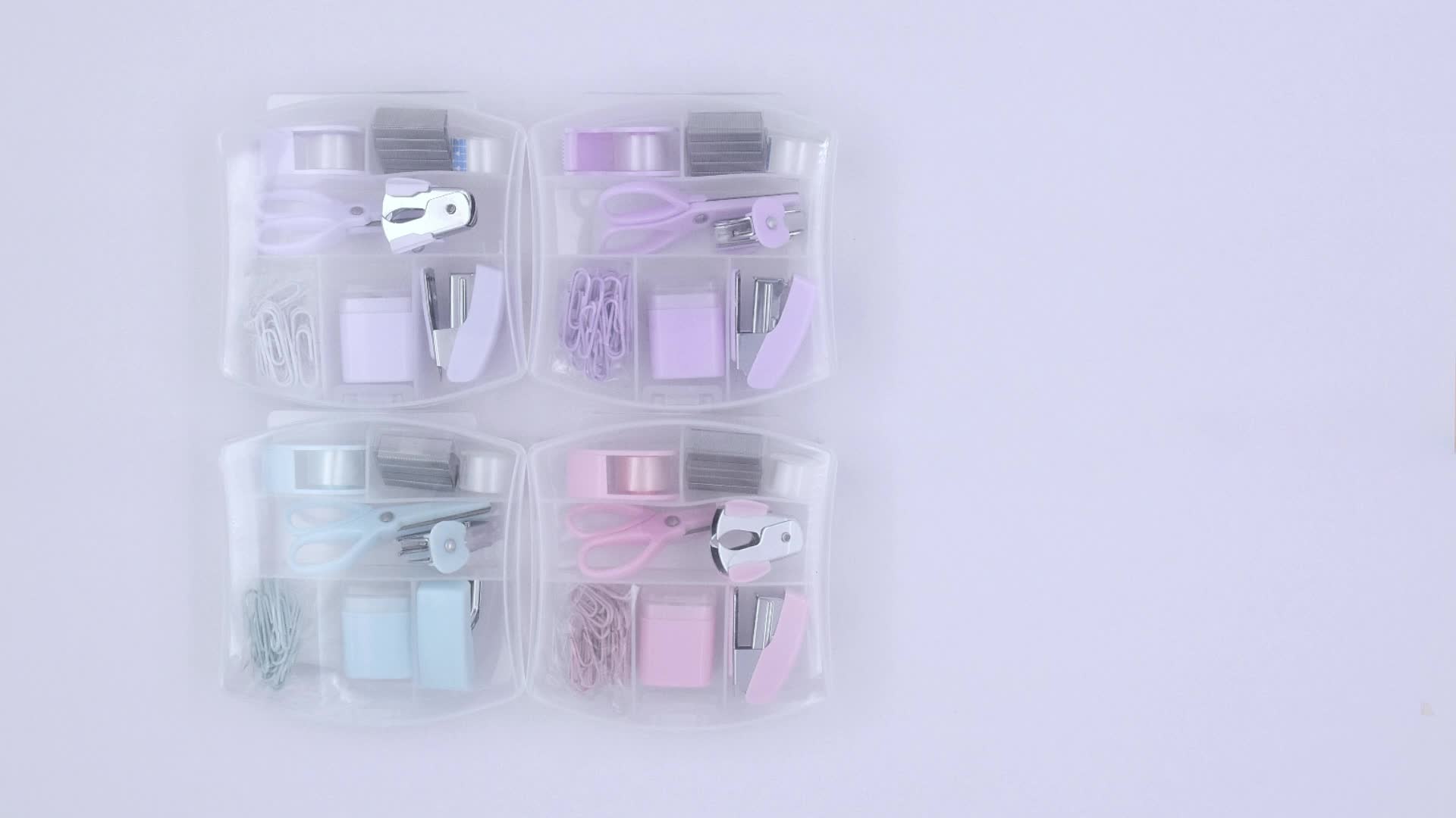 LD Blue Mini Office Supply Kit Portable Case with Scissors, Paper Clips, Tape Dispenser, Pencilener, Stapler & Staple Remover