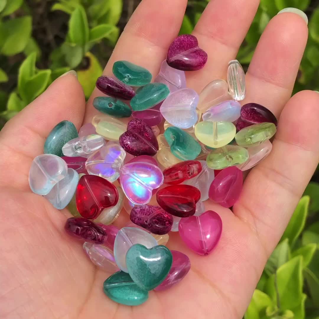 Upscale Love Heart Shape Crystal Glass Beads Charms Diy - Temu