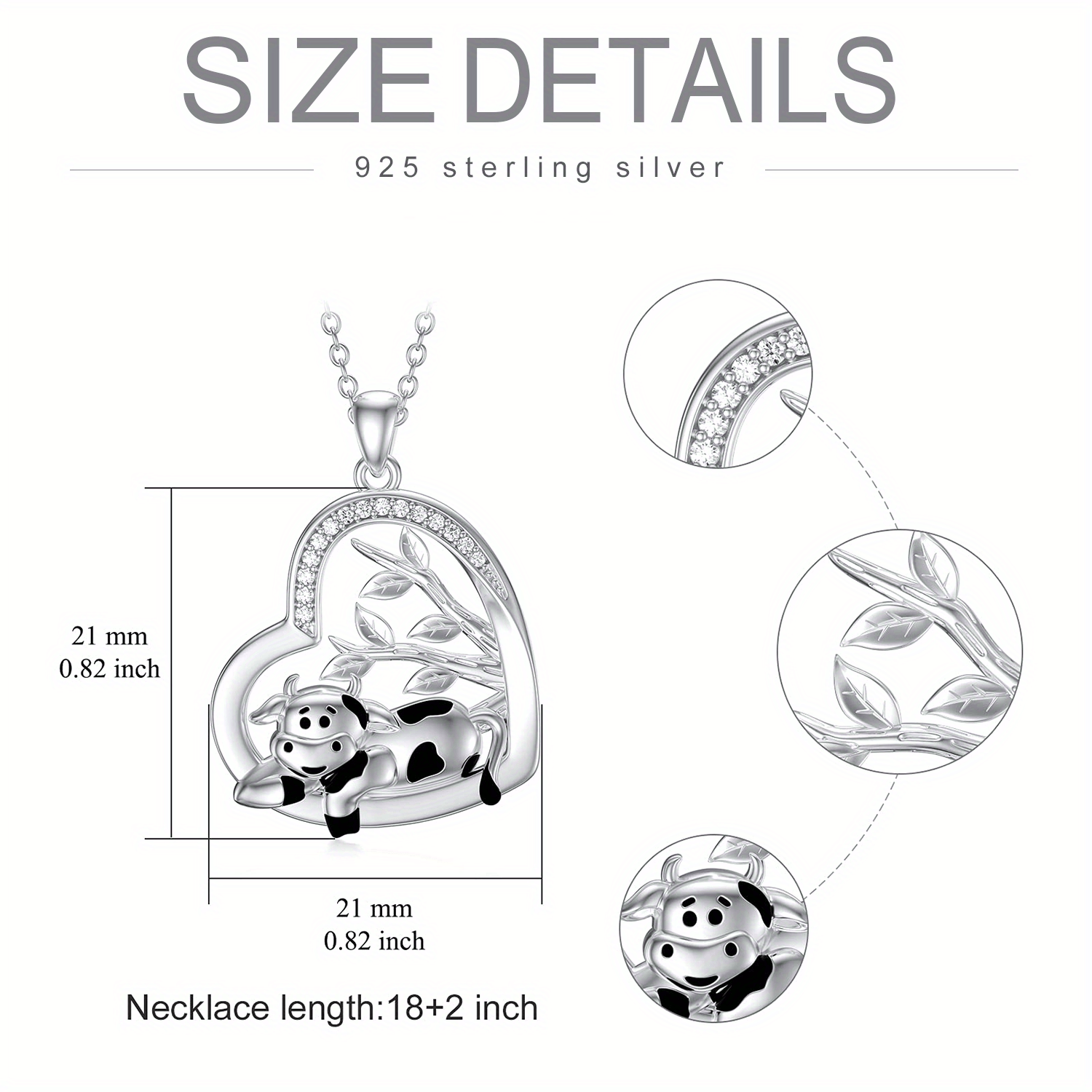 925 Silver Cow Tree of Life Pendant Necklace for Women
