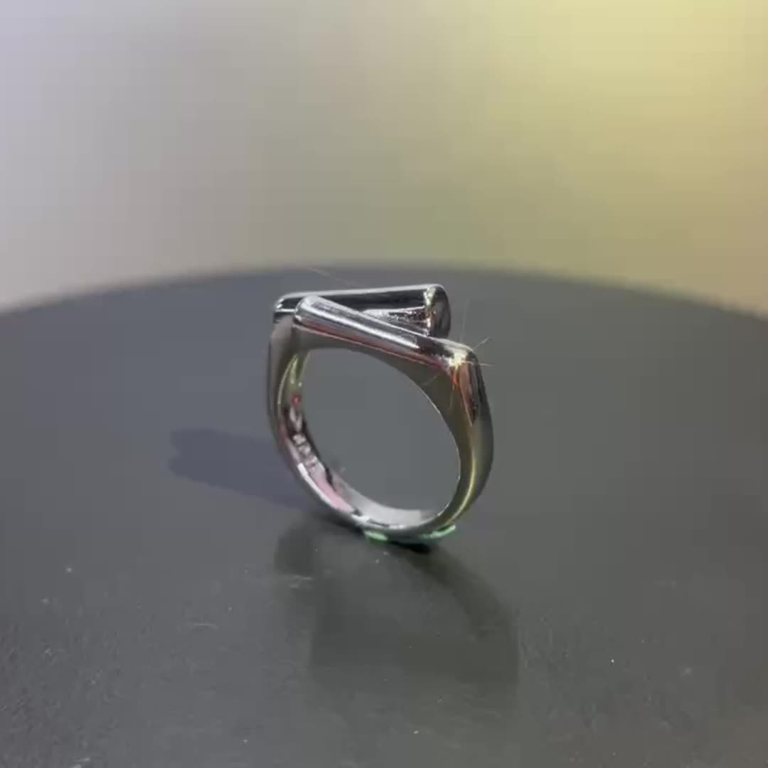 925 Silver Interlocking Square Women's Ring Adjustable
