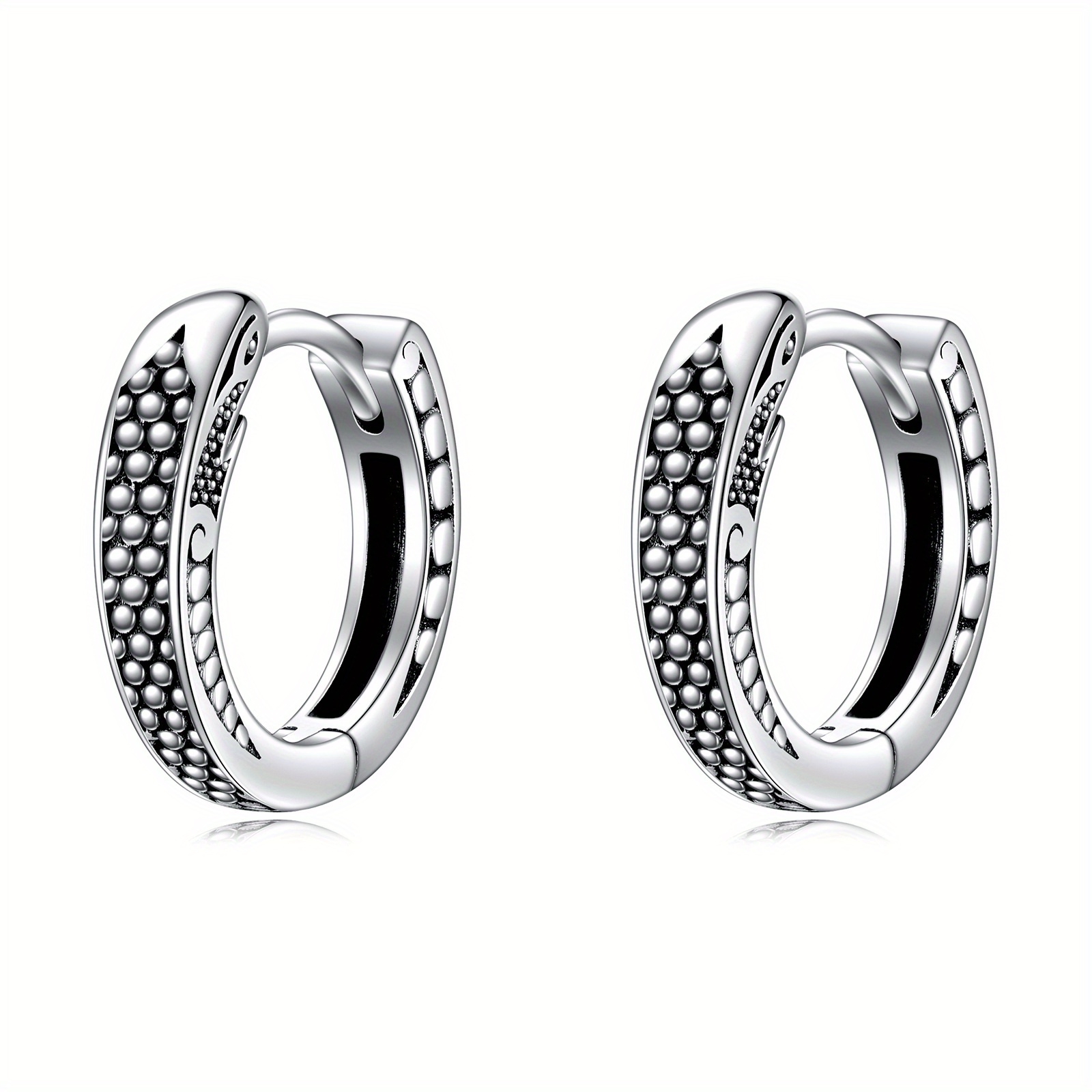 Image of Snake Hoop Earrings Sterling Silvery Small Vintage Hoop Earrings Jewelry For Men Women For Sensitive Ears