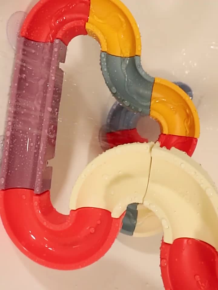 48pcs Bath Track Slide Toy for Toddler Kids Shower Educational DIY