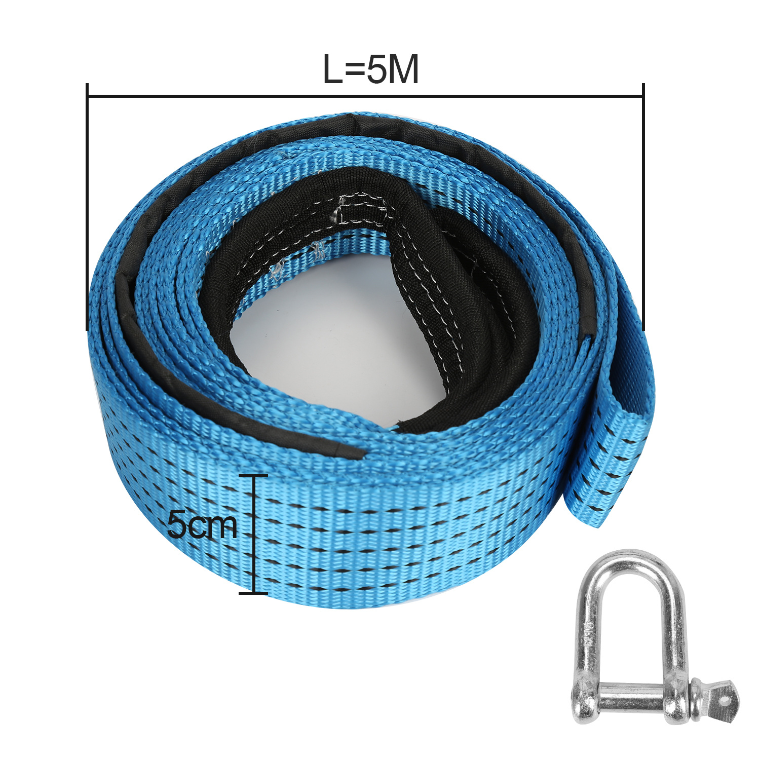 5m 8t Elastic Tow Rope, Heavy-duty Towing Strap With Reflective Strips, Recovery Pull Rope For Car, Suv, Van, Truck, And Vehicle Recovery