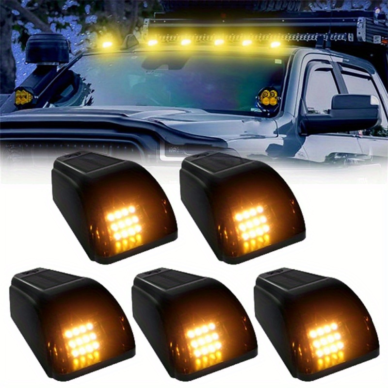 TEMU Yellow 2025 Powered Cab Lights For Truck, Solar Powered Truck Roof Mouse Light, No Drill Led Roof Lights