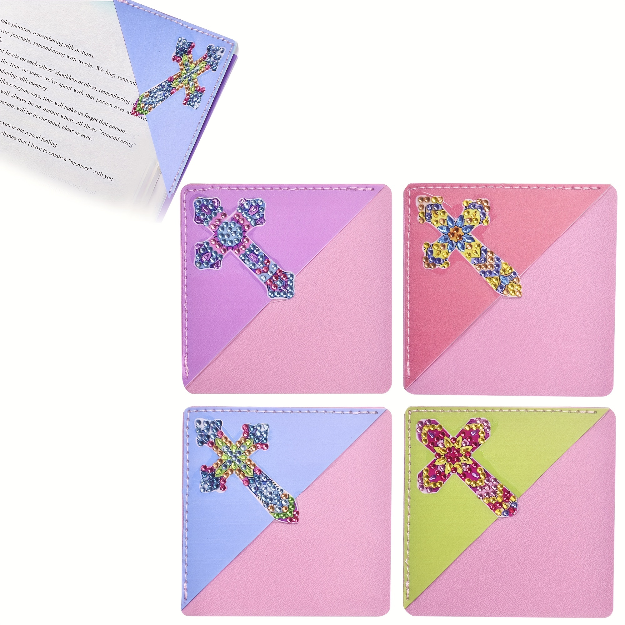 Purple Flower Bookmark Diamond Painting Kit - pigpigboss 2 Pieces 5D DIY Diamond Painting by Numbers for Adults Flower Bookmark Diamond Painting