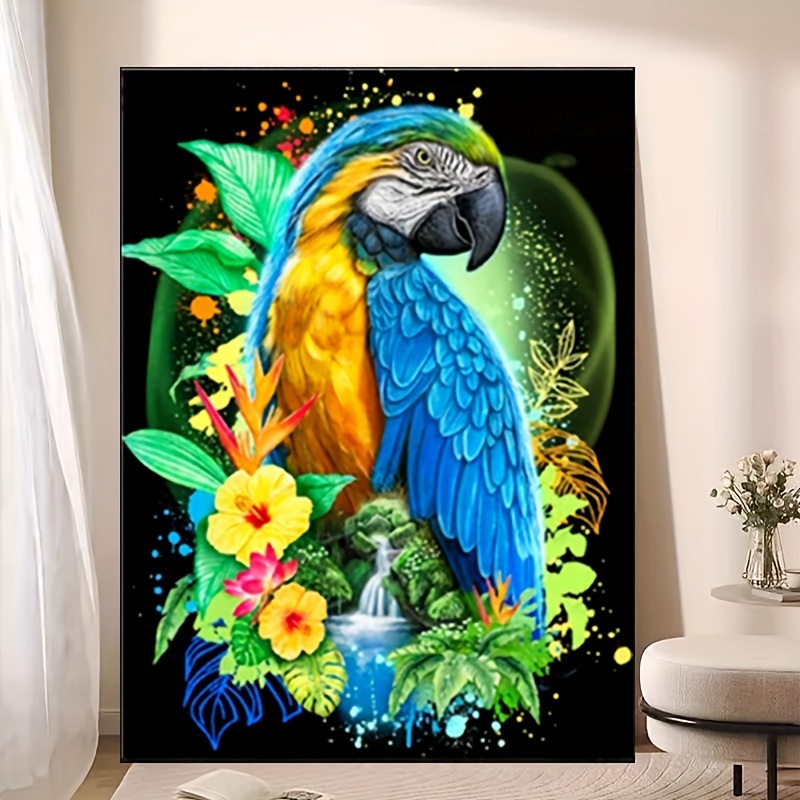 5D DIY Large Diamond Painting Kits For Adults,15.7x27.5in/40x70cm Two Cute  Parrots Round Full Diamond Diamond Art Kits Picture By Number Kits For Home