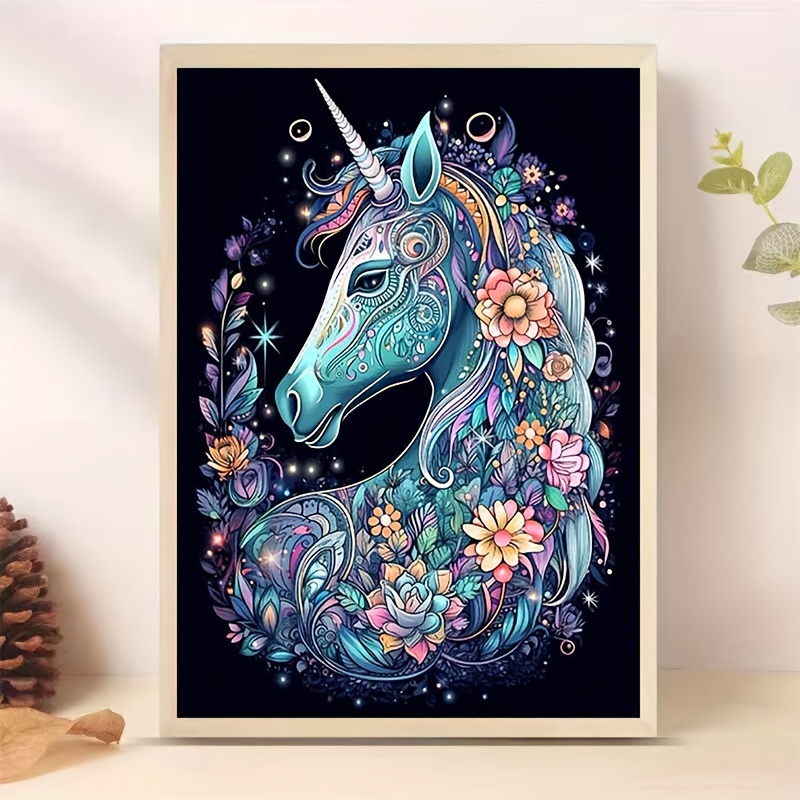 3D Pop Up Puzzle Artificial Diamond Painting Kit Adult Unicorn 3D  Artificial Diamond Art DIY Puzzle Kit For Home/Desk Decoration Gifts
