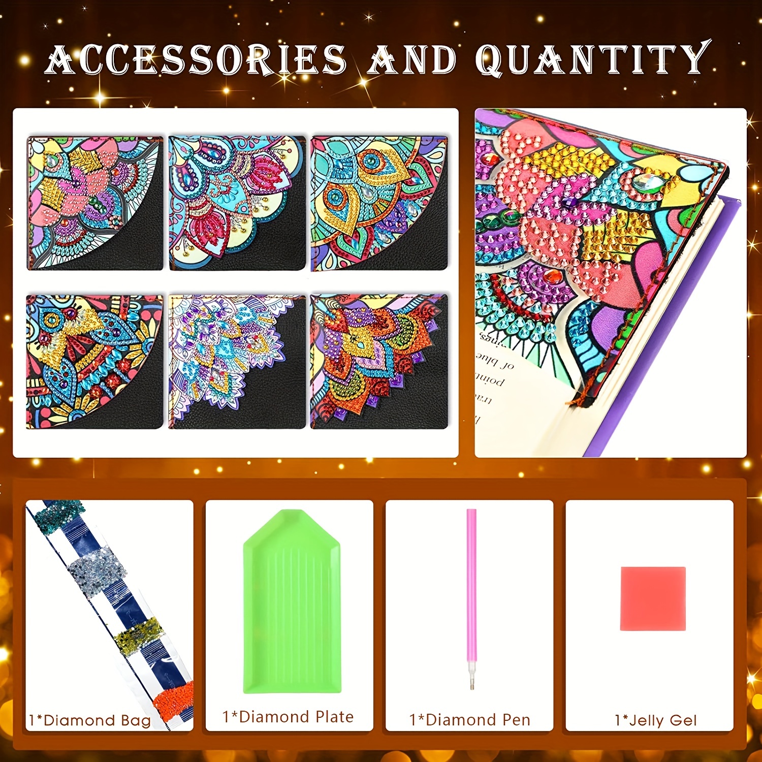 DIY Corner Bookmark Handmade 5D Diamond Painting Bookmarks Triangle for  Presents-929153
