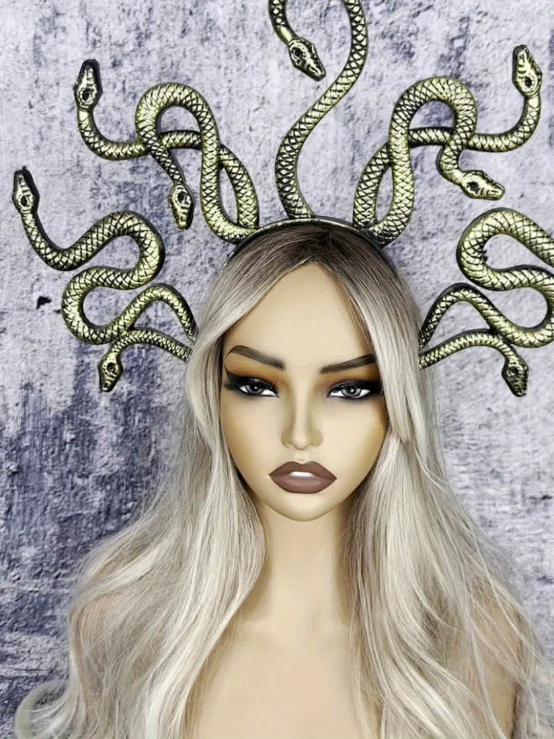 Retro Distressed Nine-Headed Snake Medusa Headband for Halloween