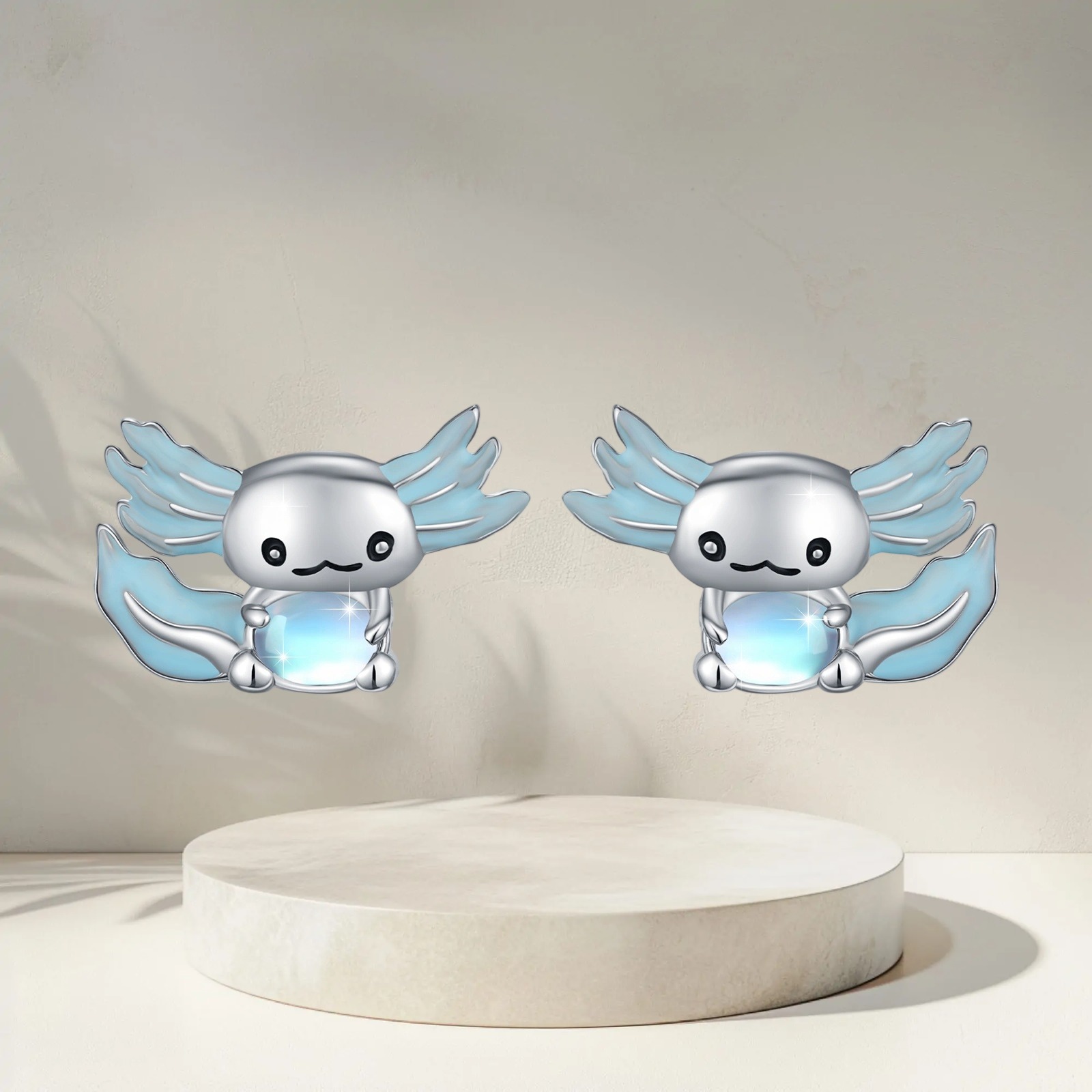 925 Sterling Silver Axolotl Earrings Featuring Synthetic , A Perfect Gift For Women, Mothers, And Daughters For The Holidays