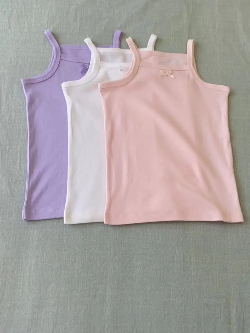 Girls Cotton Camisole Solid Color Comfy Top Wearing - Temu