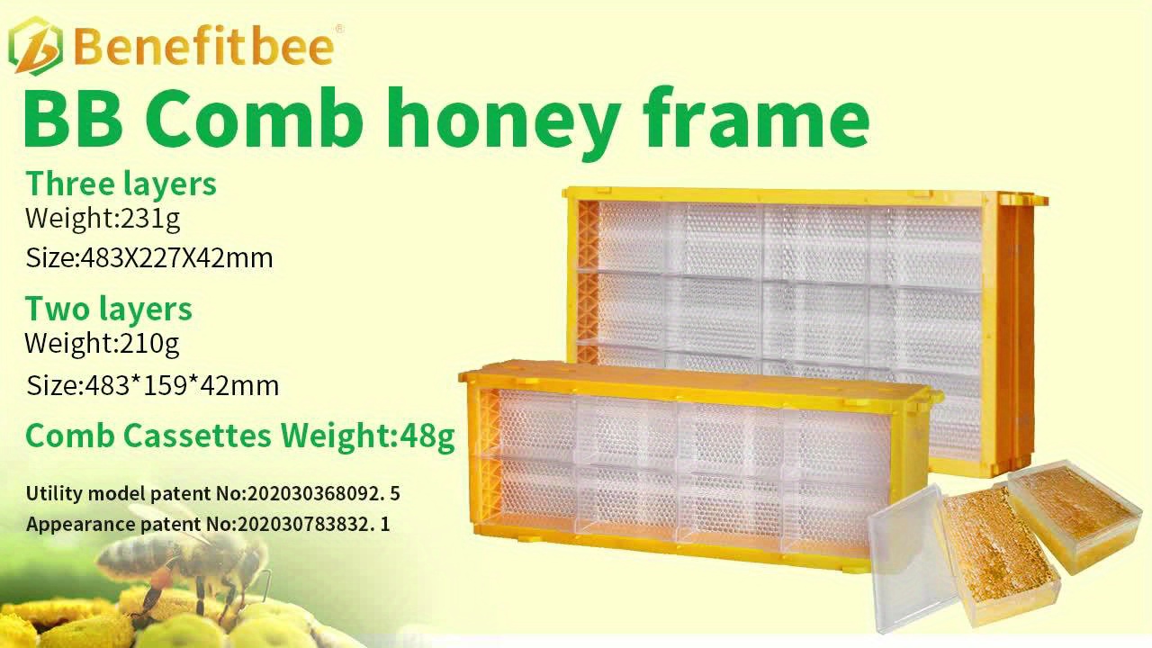 2 Layers Plastic Comb Honey Frame With 8 Comb Box Nesting - Temu