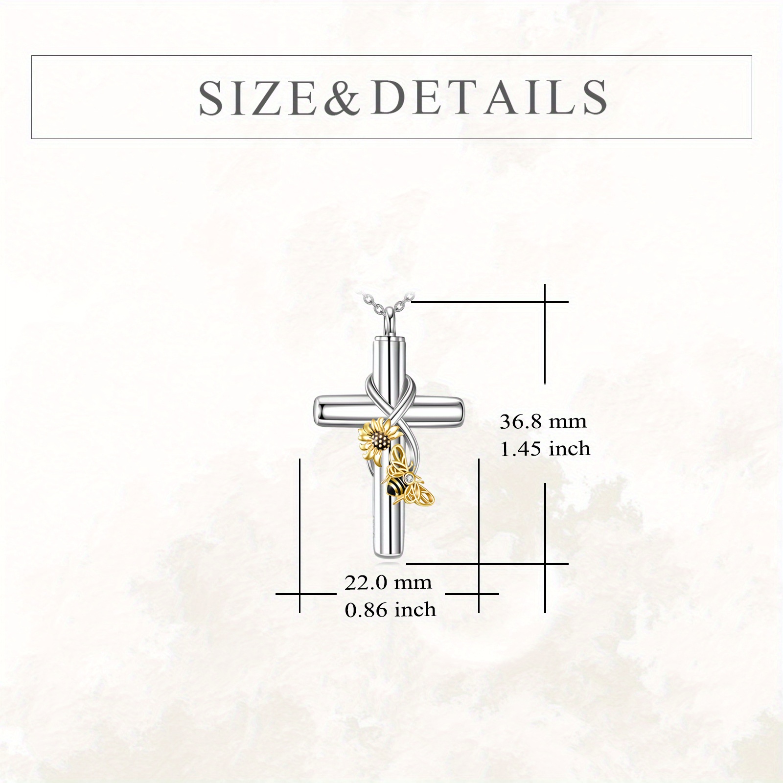 Sterling Silver Cross Urn Necklace with Zirconia Pendant