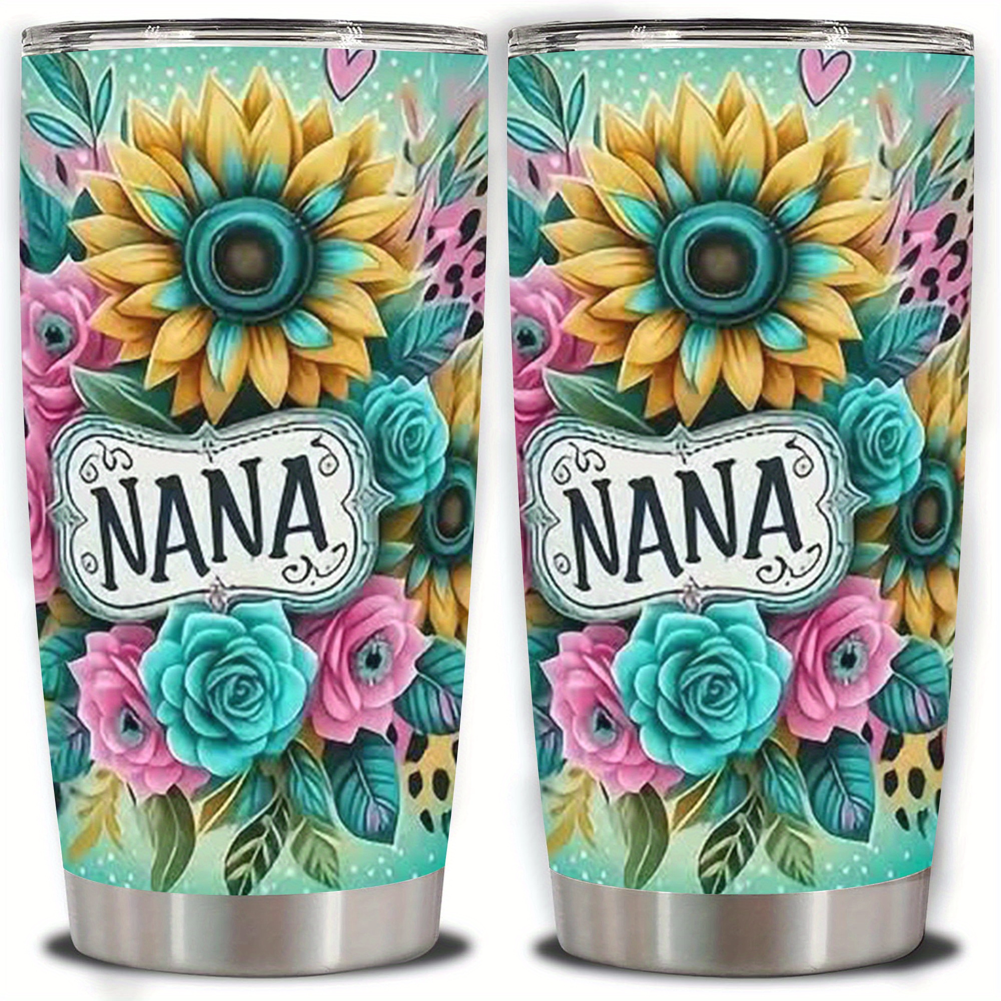 TEMU 20oz Stainless Steel Insulated Cup With Lid Featuring A Single Flower , Double-layer Vacuum Insulation For Keeping Drinks Cold Or Hot, Portable