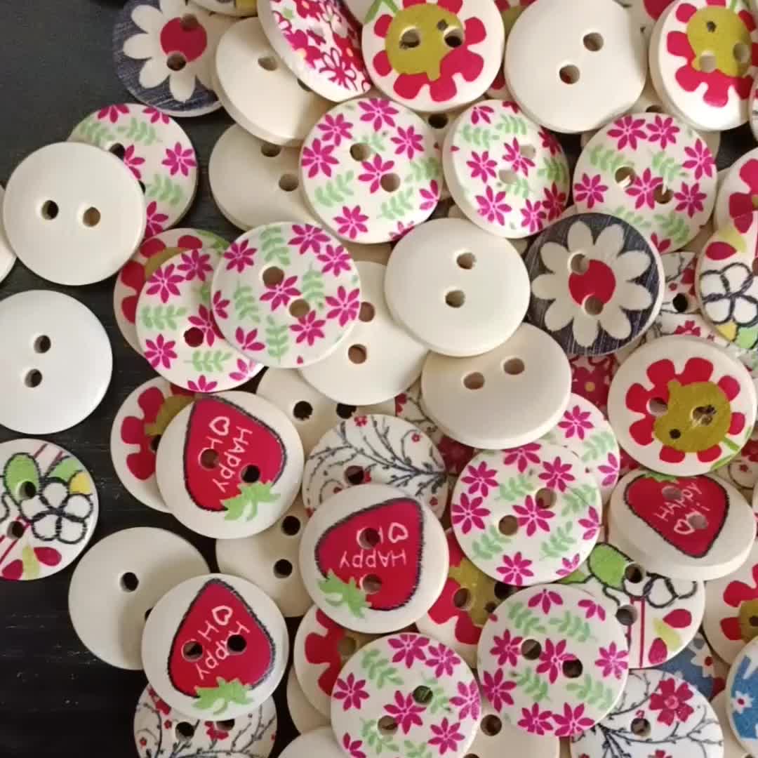 Mix Color Wooden Button 4holes Diy Craft Buttons Diy - Temu