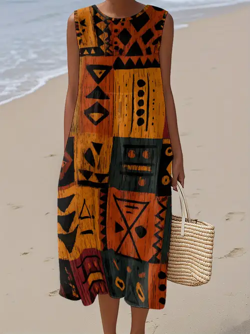 plus size - women's plus size sleeveless a-line maxi dress - vibrant african tribal print, round neck, lightweight polyester, beach & casual , beach dresses - women' clothing - Temu plus size - women's plus size sleeveless a-line maxi dress - vibrant african tribal print, round neck, lightweight polyester, beach & casual , beach dresses - women' clothing - Temu