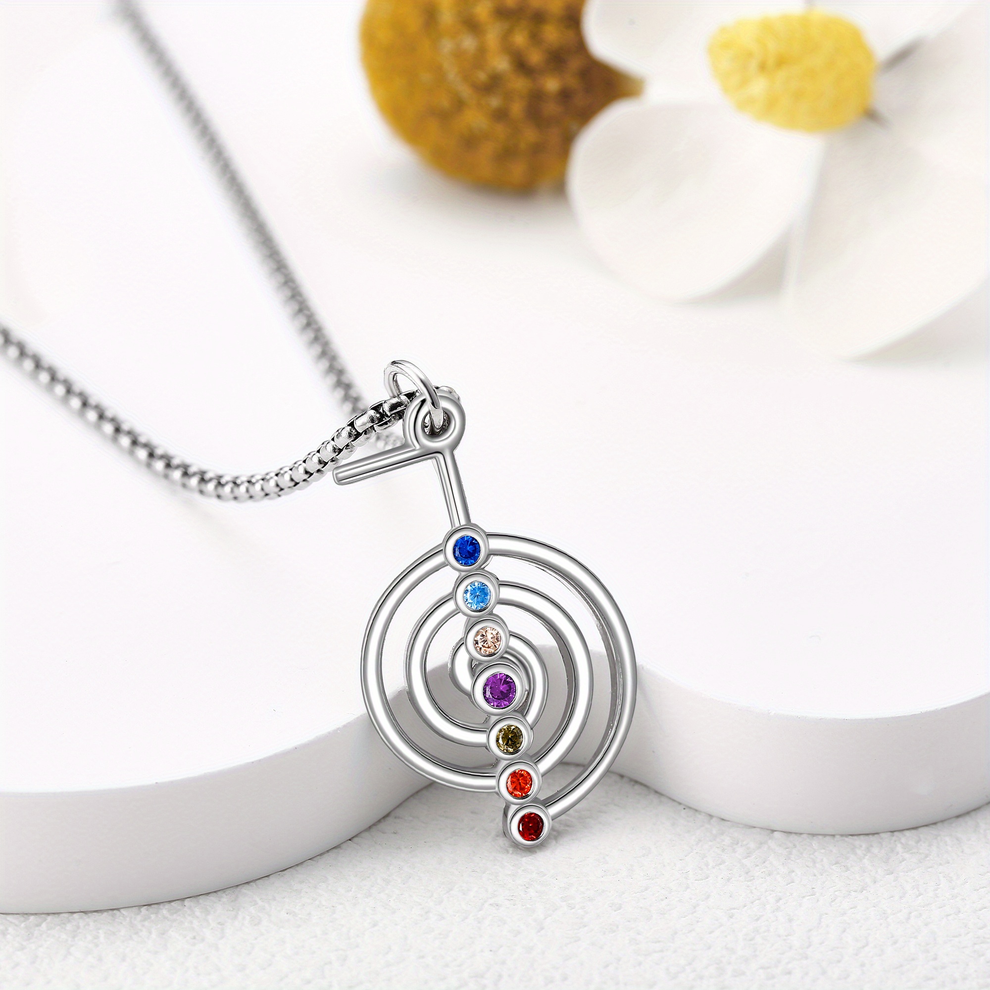 Sterling Silver Chakra Symbols Necklace