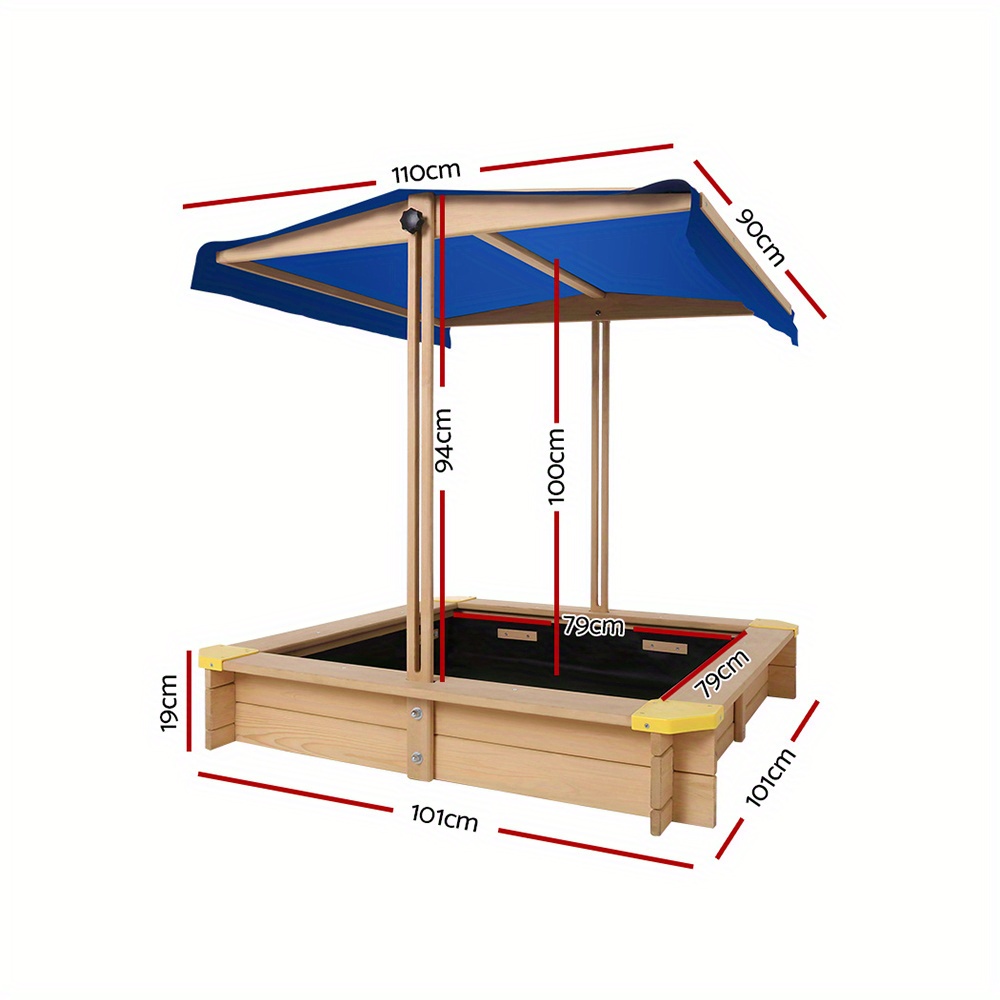   kids sandpit wooden sandbox sand pit with canopy bench seat toys 101cm Product details 2
