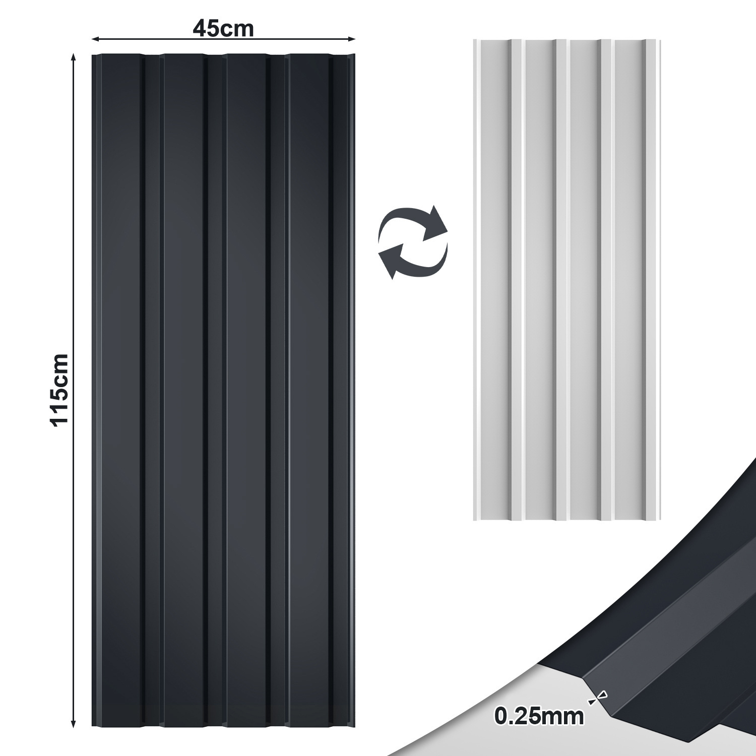 115 X , Detachable Trapezoidal Steel Roofing Sheets, 0.25mm Thick - Temporary Solution Suitable For Carports, Garden Sheds, Pergolas, And Greenhouses
