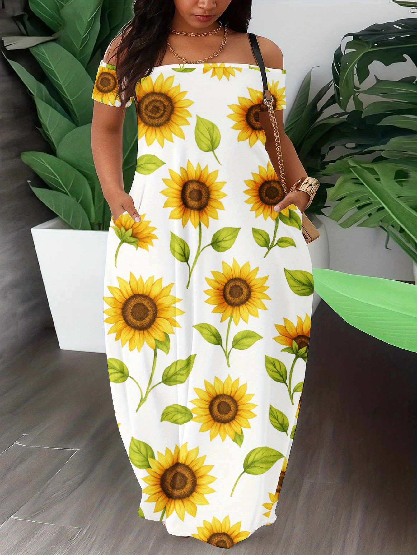 boho formal dresses plus size Plus Size Boho Flower Lace Flowy Chiffon Wedding Dress main image 0